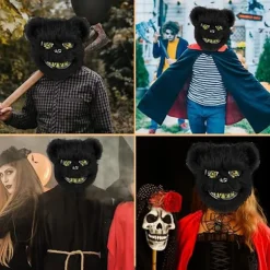 Skræmmende Bjørn Maske, Krybende Masker til Voksne og Børn, Horror Teddybjørn Maske, Plys Blodig Bjørn Maske, til Fest Karneval Cosplay-FS-