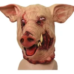 Skræmmende Grisemaske Grisehoved Halloween Horror Maske Skræmmende Dyrehovedbeklædning Halloween