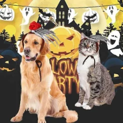 Små hunde fest Halloween Cosplay sjove knogler håndblomst gør kæledyr mere sødt mode outfit dekoration festgave saflor [HK] Black Flowers M