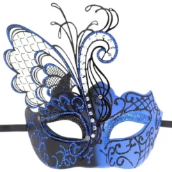 Smedejerns sommerfuglemaske med rhinsten (blå) til maskerade/karneval/sexet kostumefest/bryllup