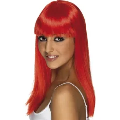 Smiffys Dame/Dame Glamourama Paryk One Size Neon Rød, CJY Neon Red en-US