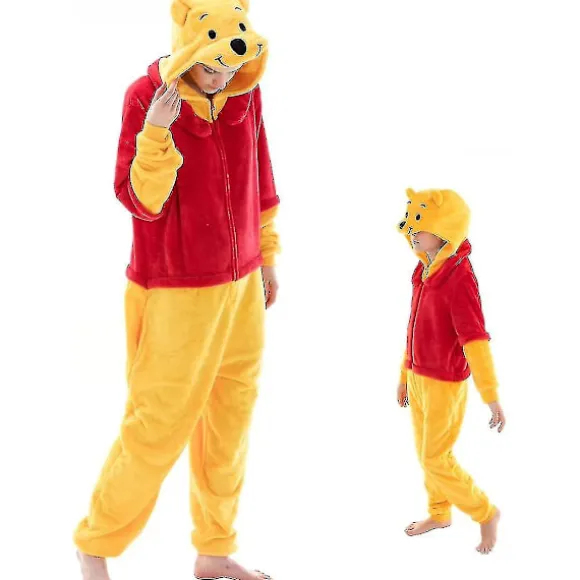 Snug Fit Unisex Voksen Onesie Pyjamas, Flanell Cosplay Animal One Piece Halloween kostume Nattøj Hjemmetøj Q L Pooh XL