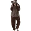 Snug Fit Unisex Voksen Onesie Pyjamas Dyr Enkeltdel Halloween Kostume Nattøj -r (X-large Brun)
