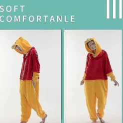 Snug Fit Unisex Vuxen Onesie Pyjamas, Flanell Cosplay Animal One Piece Halloween kostume Sovetøj Hjemmetøj Q Mike I Pooh 105cm