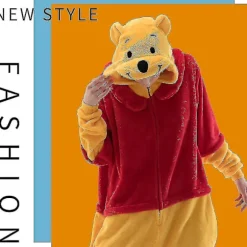 Snug Fit Unisex Vuxen Onesie Pyjamas, Flanell Cosplay Animal One Piece Halloween kostume Sovetøj Hjemmetøj Q Mike I Pooh 105cm