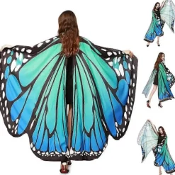 Sommerfuglekostume til voksne Polyester Sommerfuglevinger Kappe Farverigt Voksen Maskeradekostume til Halloween
