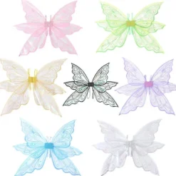 Sommerfuglevinger til voksne og børn, glitrende gennemsigtige fevinger_yux pink