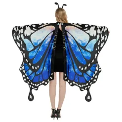 Sommerfuglevinger til voksne, 3-delt sæt sommerfuglekappe, cosplay maskeradekostume Light Blue