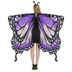 Sommerfuglevinger til Voksne, 3-delt Sæt Sommerfuglekappe, Cosplay Kostume Blue Purple