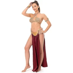 Sommerudsalg Jediens Tilbagevenden Cosplay Kostume Prinsesse Leia Slaveuniform Outfit Kvinder Sexet Gylden Bikini Sæt Til Halloween Karneval Party-X44- XL | Fyndiq