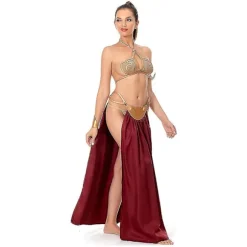 Sommerudsalg Jediens Tilbagevenden Cosplay Kostume Prinsesse Leia Slaveuniform Outfit Kvinder Sexet Gylden Bikini Sæt Til Halloween Karneval Party-X44- XL | Fyndiq
