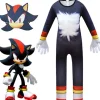 Sonic The Hedgehog Cosplay Kostume Tøj Til Børn Drenge Piger Jumpsuit + Maske + Handsker 9-10 År = EU 134-140 Shadow Jumpsuit + Maske