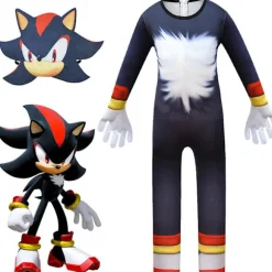 Sonic The Hedgehog Cosplay Kostume Tøj Til Børn Drenge Piger Jumpsuit + Maske + Handsker 9-10 År = EU 134-140 Shadow Jumpsuit + Maske