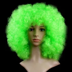 Sort afro krøllet paryk Farverige parykker GRØN green