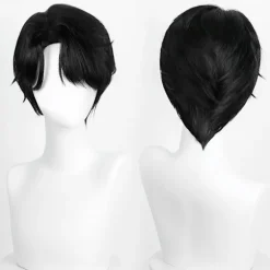 Sort Cosplay Paryk - Højtemperaturfiber, Justerbar, Perfekt til Anime Rollespil & Fester