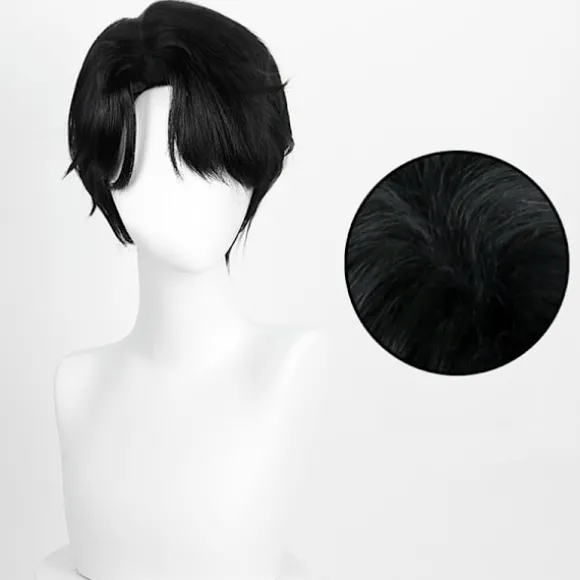 Sort Cosplay Paryk - Højtemperaturfiber, Justerbar, Perfekt til Anime Rollespil & Fester