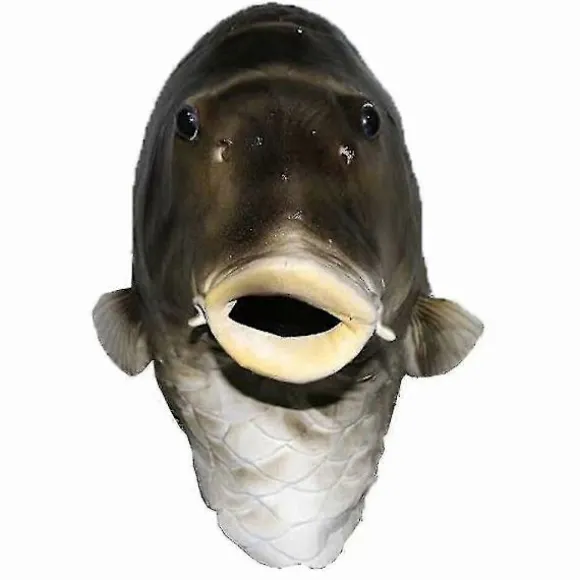 Sort Fisk Maske Latex Dyrehoved Maske Grå Fisk Kostume Hovedbeklædning Maskerade Fest Voksen (D)