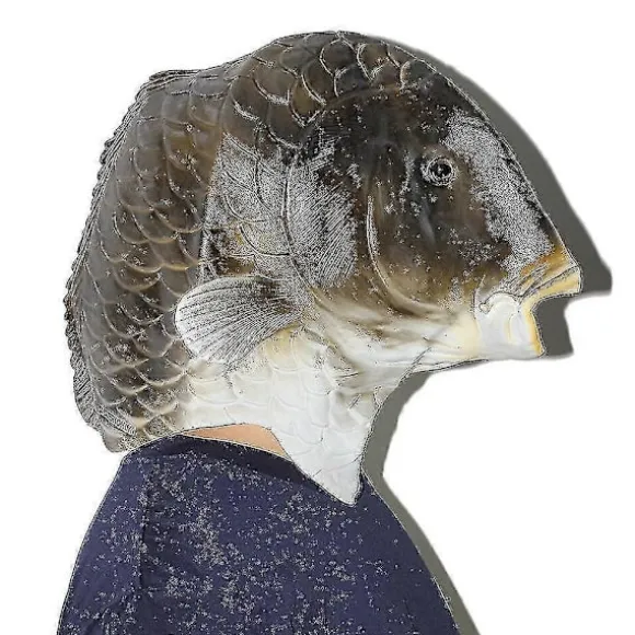Sort Fisk Maske Latex Dyrehoved Maske Grå Fisk Kostume Hovedbeklædning Maskerade Fest Voksen (D)