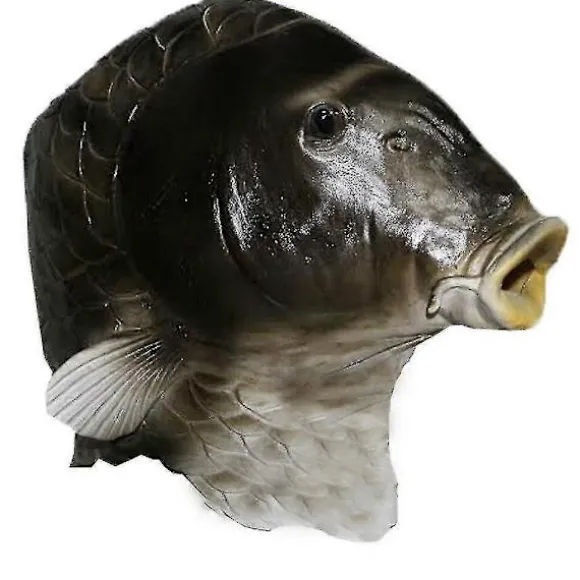 Sort Fisk Maske Latex Dyrehoved Maske Grå Fisk Kostume Hovedbeklædning Maskerade Fest Voksen (D)
