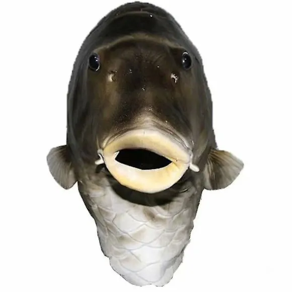 Sort fiskemaske Latex dyrehovedmaske Grå fiskekostume hovedbeklædning Maskeradefest Voksen