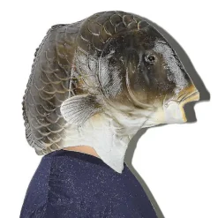 Sort fiskemaske Latex dyrehovedmaske Grå fiskekostume hovedbeklædning Maskeradefest Voksen