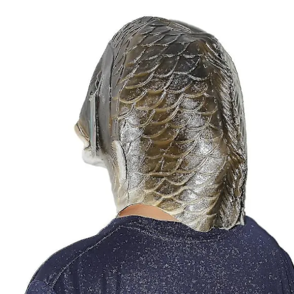 Sort fiskemaske Latex dyrehovedmaske Grå fiskekostume hovedbeklædning Maskeradefest Voksen