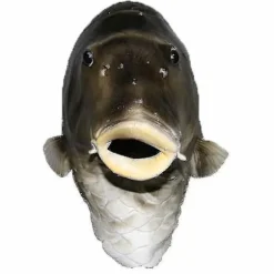 SORT FISKEMASKE LATEX DYREHOVEDMASKE GRÅ FISKEDRAGT UDKLÆDNINGSFEST VOKSEN RUYUU