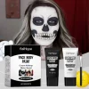 Sort Hvid Ansigts- og Kropsmaling med Makeupbørste, Vandbaseret Ansigtsmaling til Voksne og Børn, Cremet Kropsmaling, Ansigtsmaling til Klovne-makeup, Halloween SFX | Fyndiq