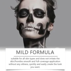 Sort Hvid Ansigts- og Kropsmaling med Makeupbørste, Vandbaseret Ansigtsmaling til Voksne og Børn, Cremet Kropsmaling, Ansigtsmaling til Klovne-makeup, Halloween SFX | Fyndiq