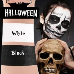 Sort Hvid Ansigtsmaling, Ansigts- og Kropsmaling, Halloween Makeup Sæt med Makeupbørste, Kompatibel med Halloween Maskerade