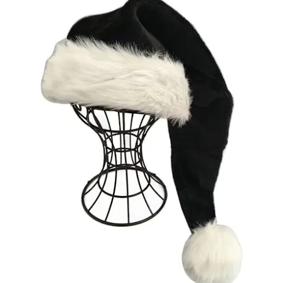 Sort Julemandshat - Deluxe Sort og Hvid Julehat til Voksne, Pakke med 2 stk.