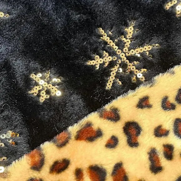 Sort Julemandshue med Leopardmønster, Julemandshue med Pailletter, Blød Julemandshue til Jul