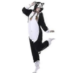 Sort Kattekostume Pyjamas Onesie Kigurumi Jumpsuit Dyrehue V (105)