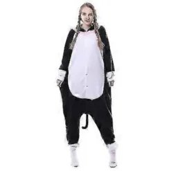 Sort Kattekostume Pyjamas Onesie Kigurumi Jumpsuit Dyrehue V (105)
