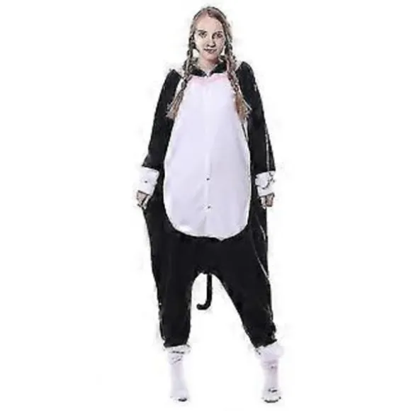Sort Kattekostume Pyjamas Onesie Kigurumi Jumpsuit Dyrehue V (105)