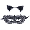 3#(Sort) Kvinde Halloween Blonde Halvmaske med Katteører Hovedbånd C