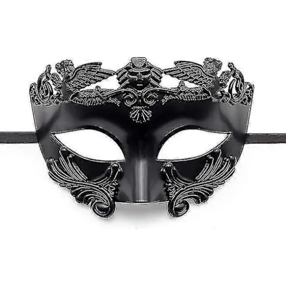 Sort Maskebalmaske til Mænd - Romersk Græsk Mytologi Ventiansk Maske Halloween Cosplay Karneval