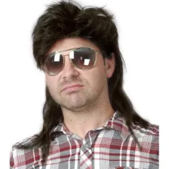 Sort Mullet Paryk Mænds 70'er 80'er Kostume Mænds Fancy Fest Tilbehør Cosplay Paryk, CJY