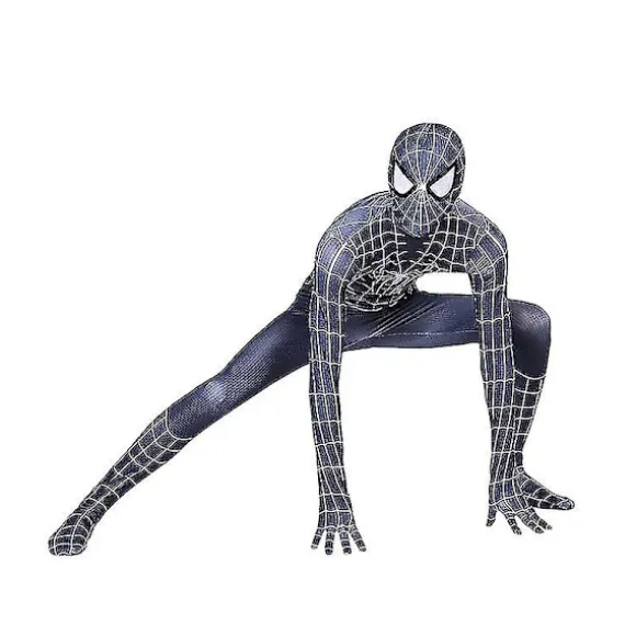 Sort Spiderman Cosplay Superhelt Kostume Børn Voksen Bodysuit v 150 Kids (140-150cm)