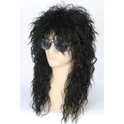 Sort top herre 80'er mullet paryk rocker punk popstjerne paryk sortCJY