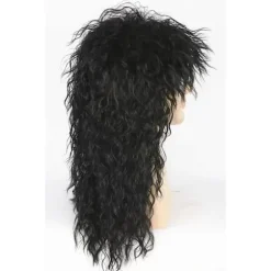 Sort top herre 80'er mullet paryk rocker punk popstjerne paryk sortCJY