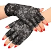 Sorte blondehandsker Dame Halvfinger Blondehandsker UV-beskyttelse til Maskerade (2 par)