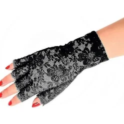 Sorte blondehandsker Dame Halvfinger Blondehandsker UV-beskyttelse til Maskerade (2 par)