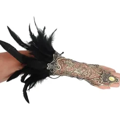 Sorte lange fjerhandsker Maleficent kostume kvinder påskefest D