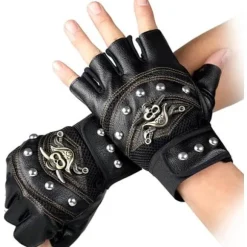 Sorte nittehandsker steampunk gotiske handsker punk tøj nitte mo