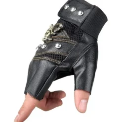 Sorte nittehandsker steampunk gotiske handsker punk tøj nitte mo