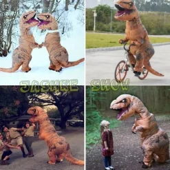 Specialtilbud! Oppustelig T-Rex Dinosaur Kostume Halloween Maskerade til Voksne (Brun) Brun (ca) Brown