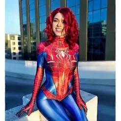 Spider Woman Bodysuit Cosplay Kostume Sexy Spider-Man Jumpsuit Party Gave (XS Rød)