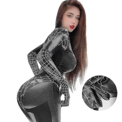 Spider Woman Jumpsuit Cosplay Kostume Spiderman Tights Bodysuit . Black M