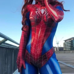 Spiderman Cosplay-kostume til kvinder Halloween påske Ed rød